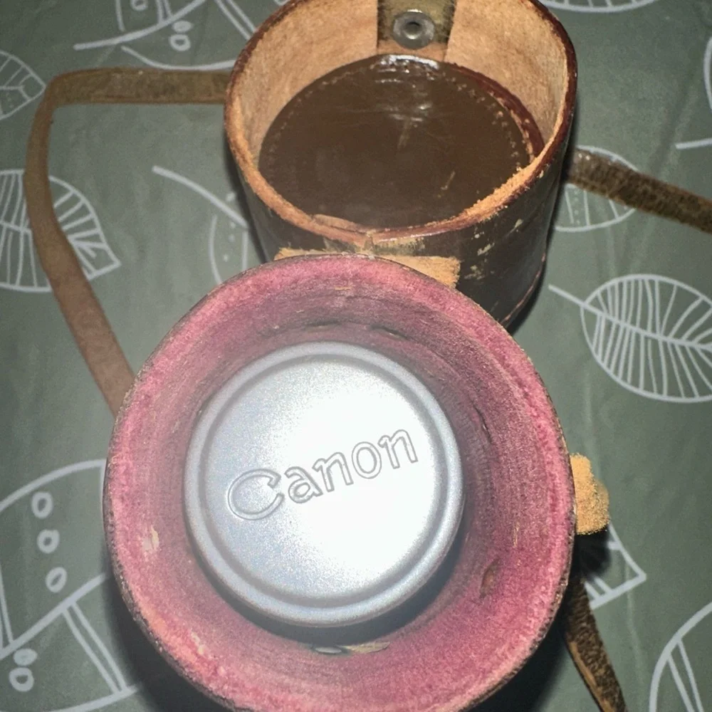 Canon Silver‎ and Brown Camera Lens with Case